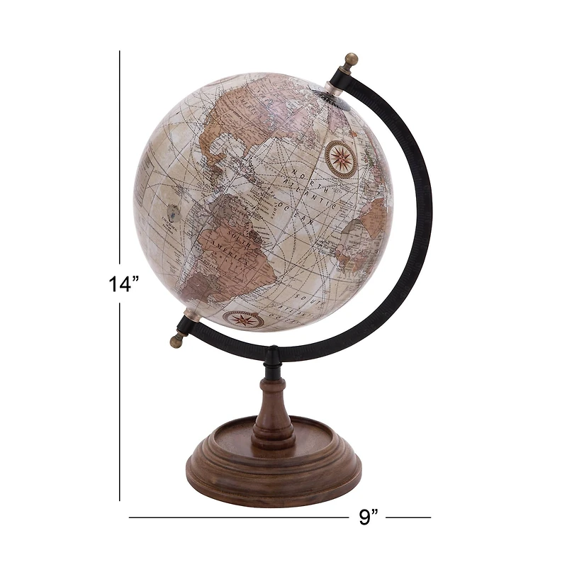 14" Brown Mango Wood Traditional Globe
