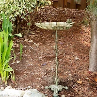 27.5" Verdigris Leaf Birdbath