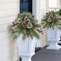 18" Pre-Lit LED Snowy Urn Filler