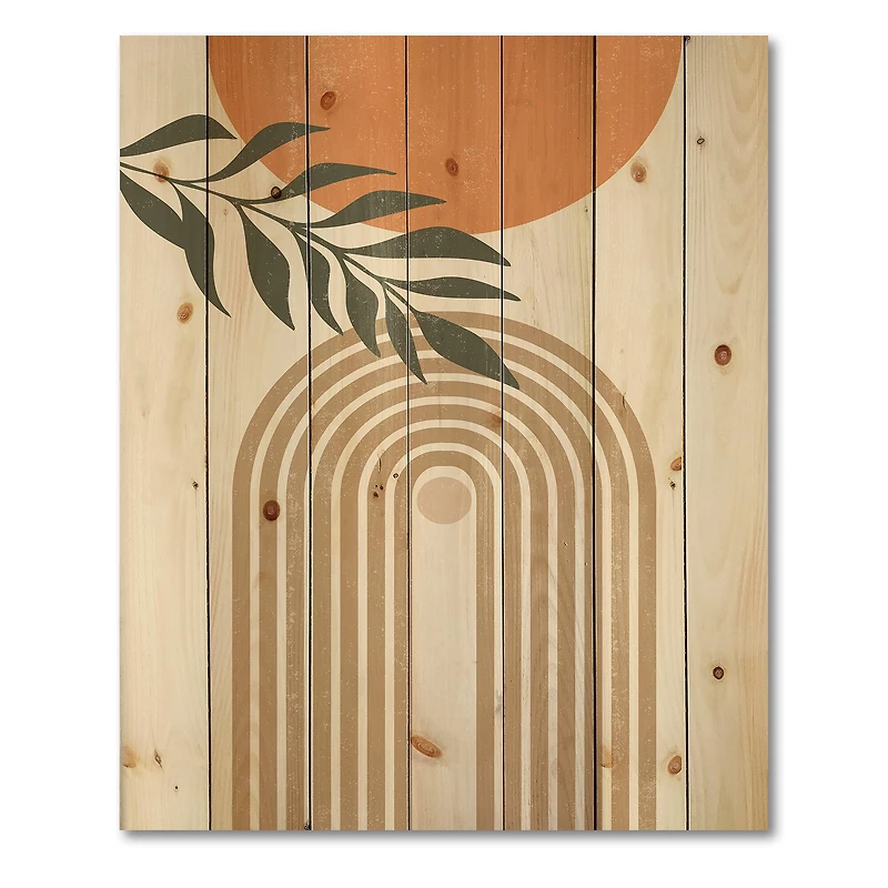 Designart - Abstract Sun Moon Leaves I