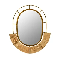 Hello Honey® Natural Oval Metal & Cane Framed Wall Mirror