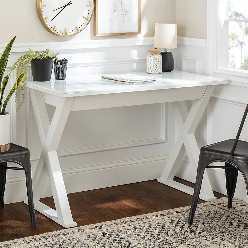 Walker Edison 48" White Modern Wood Computer Desk