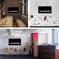 Hastings Home 42" Black Electric LED Fireplace