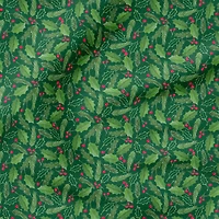 Fabric Editions Green Holly & Berries Cotton Fabric