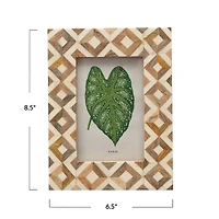 Hello Honey® Brown & Ivory Patterned Wood 4" x 6" Photo Frame