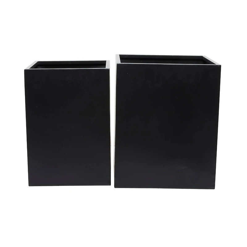 Black Modern Planter, Set of 2" 18", 14"