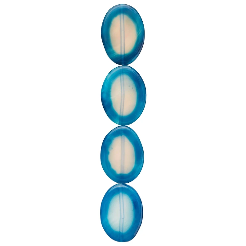 12 Pack:  Fire Blue Agate Oval Beads, 40mm by Bead Landing™