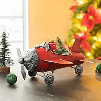 Glitzhome® 14" Christmas Metal Airplane with Gifts Table Décor