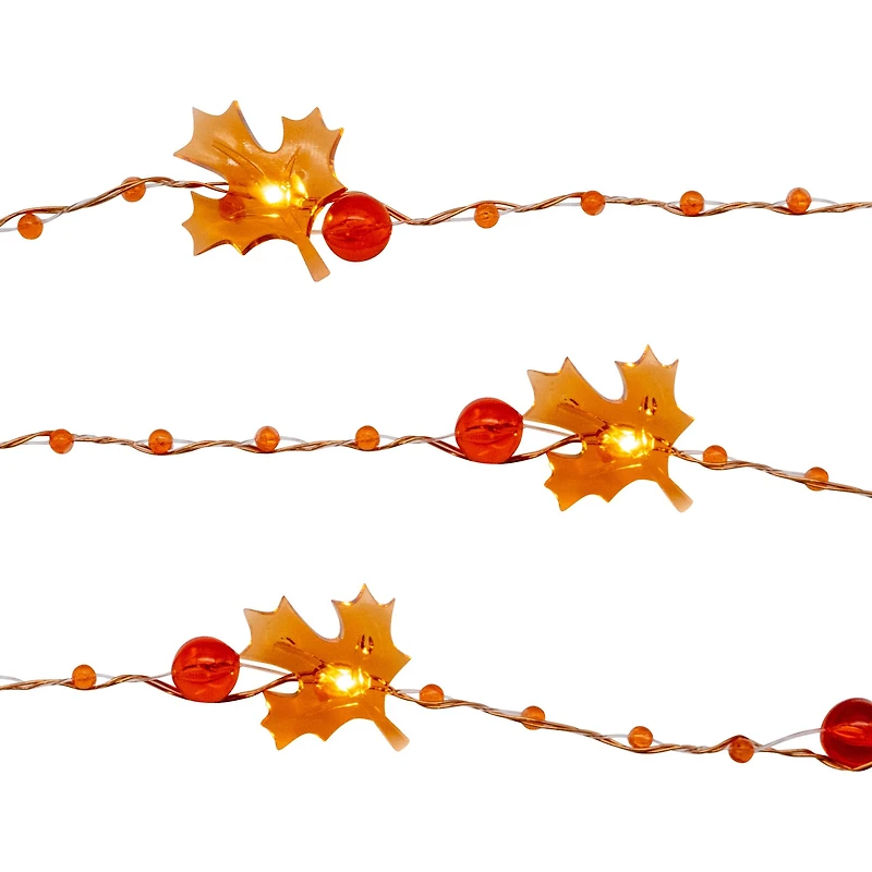 18ct. Warm White LED Leaf Icon & Beads String Lights by Ashland®