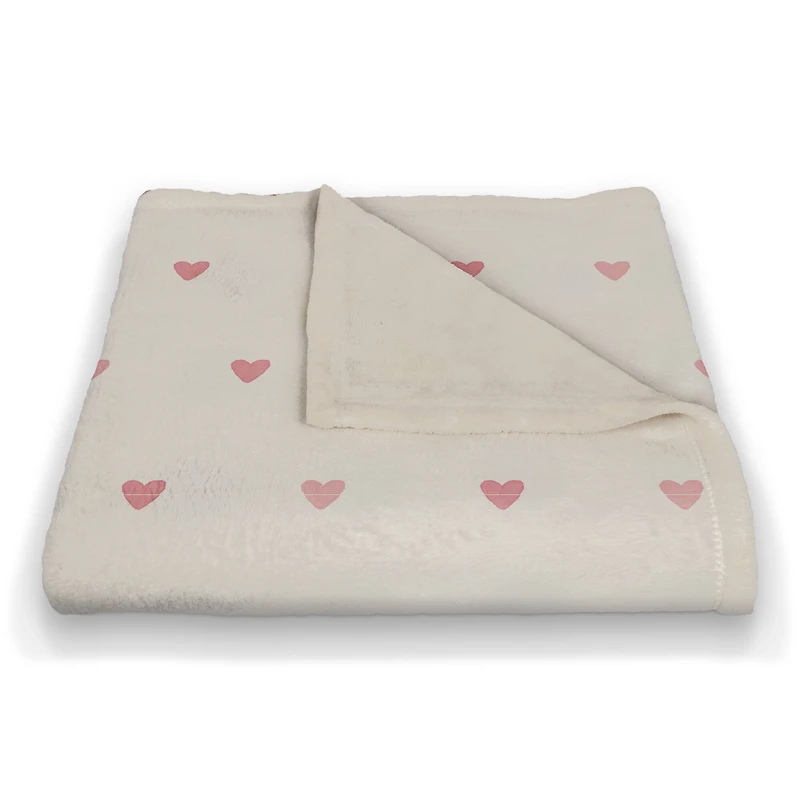 Simple Heart Pattern 50" x 60" Coral Fleece Blanket