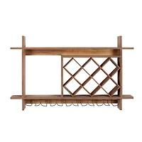34" Brown Wood Farmhouse Wine Rack