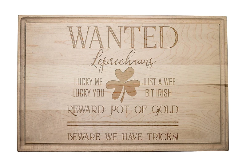 Leprechauns Wanted 17" x 11" Maple Cutting Board