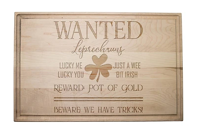 Leprechauns Wanted 17" x 11" Maple Cutting Board