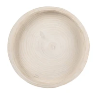 Hello Honey® 17" Whitewashed Round Hand-Carved Decorative Paulownia Wood Tray
