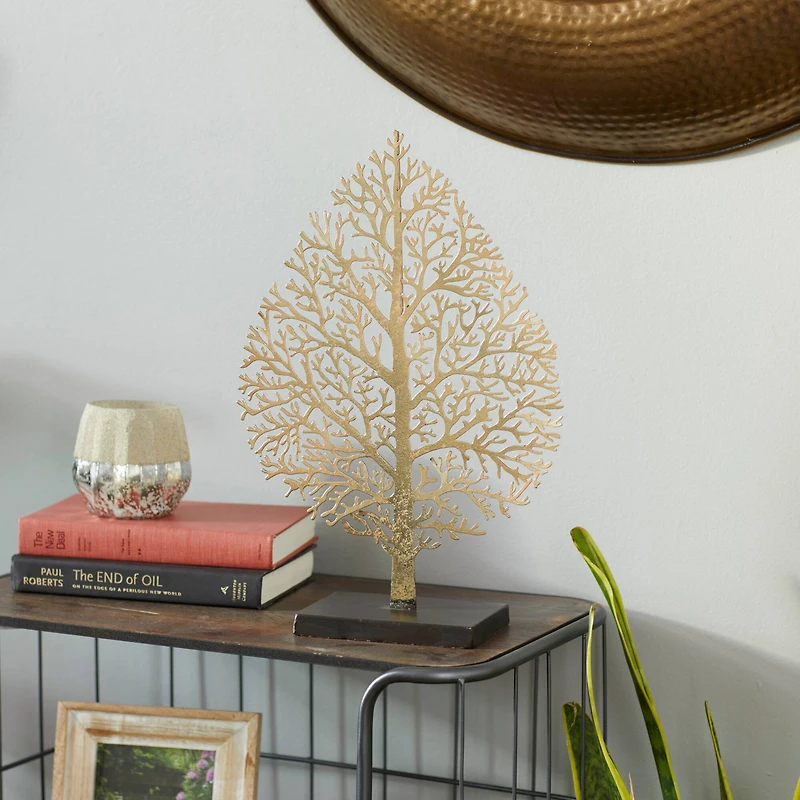 16" Gold Metal Traditional Nature Sculpture