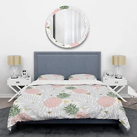 Designart 'Pineappple On Tropical Leaves' Mid-Century Duvet Cover Set