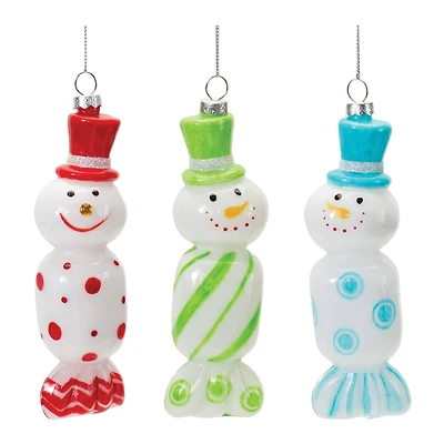 12ct. 6" Glass Snowman Candy Ornaments