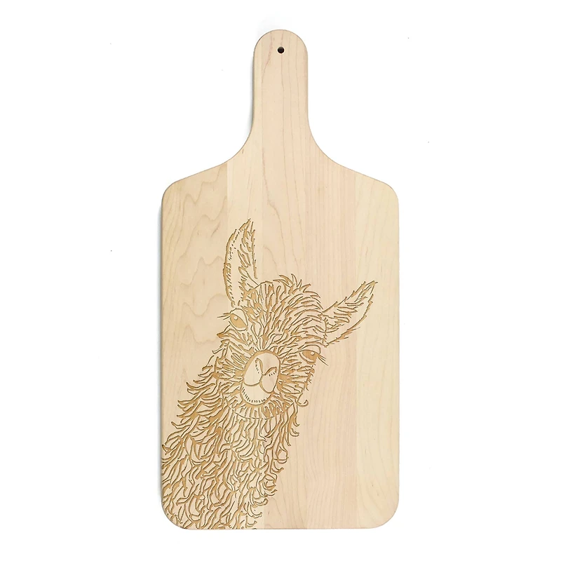8" x 17" Llama Sweet Cheeks Maple Paddle Cutting Board