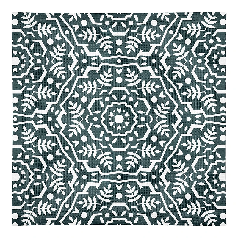 Folk Floral Teal 10" x 10" Cotton Twill Napkin