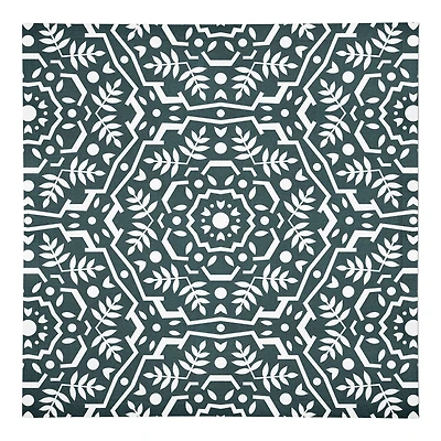 Folk Floral Teal 10" x 10" Cotton Twill Napkin