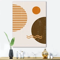Designart - Abstract Minimal Sun and Moon In Earth Tones III