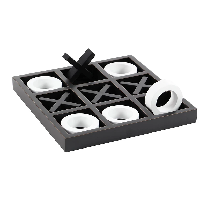Black & White Wood Tic-Tac-Toe Game Set