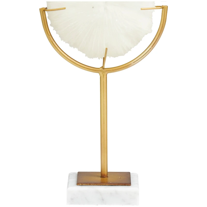 11" Cream Coral Sculpture with Marble Base