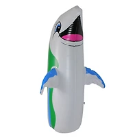 Swim Central 3ft. White & Blue Inflatable Dancing Dolphin Poolside Bop Bag