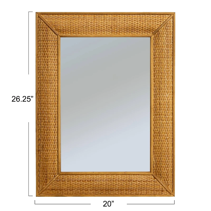 Hello Honey® 26" Natural Rectangle Wall Mirror with Rattan Detail