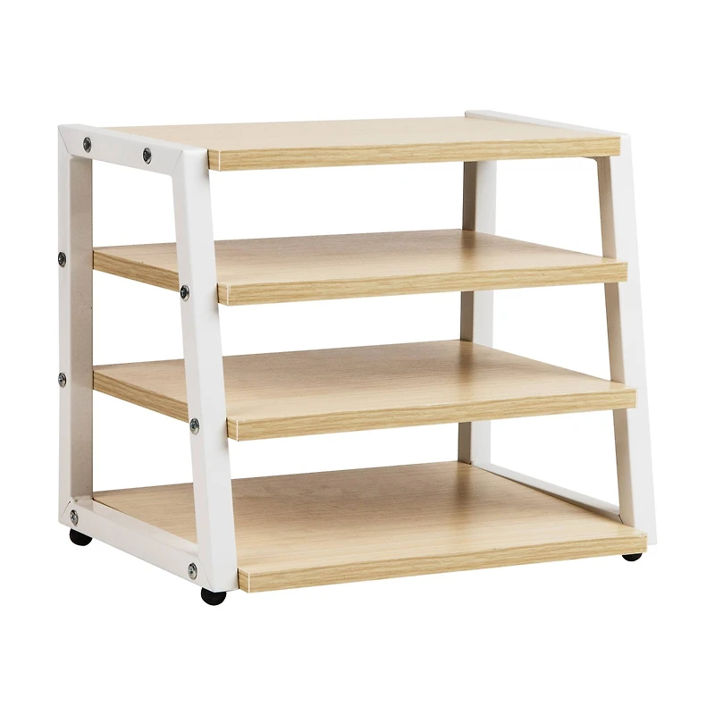 Mind Reader 4-Tier Desk Organizer, File Storage, Documents, Office, Metal, MDF, White