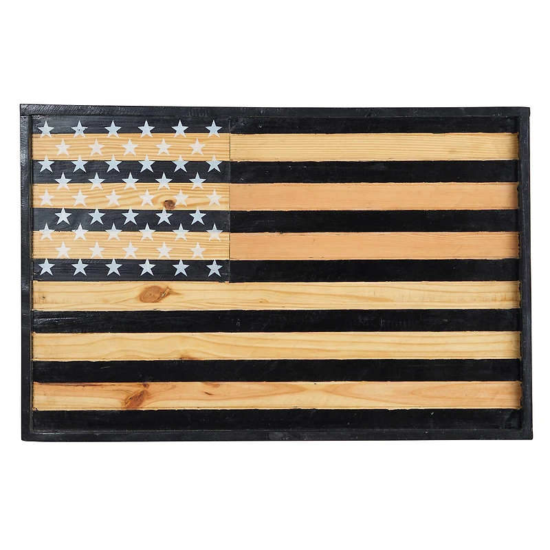 36" Dark Wood American Flag Wall Décor