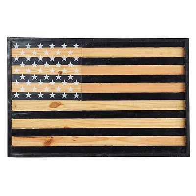 36" Dark Wood American Flag Wall Décor