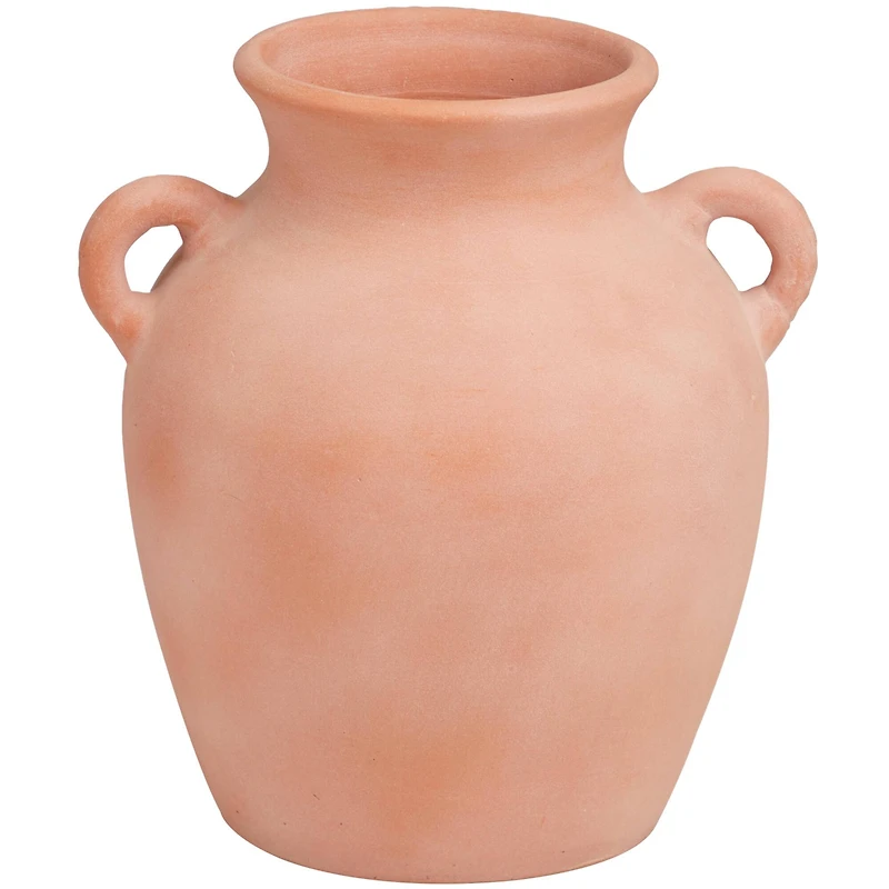 11" Orange Ceramic Terra Cotta Jug Vase with Handles