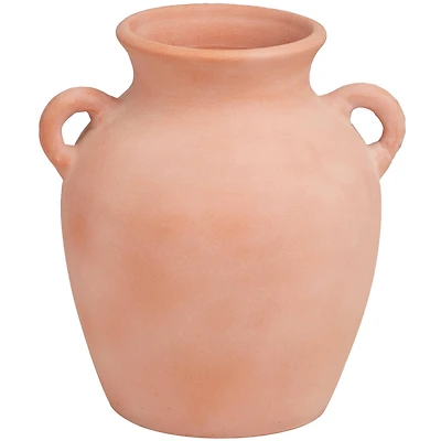 11" Orange Ceramic Terra Cotta Jug Vase with Handles