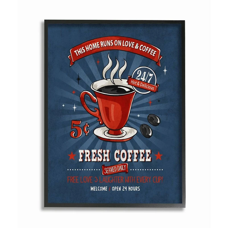 Stupell Industries Fresh Coffee Wall Art in Black Frame