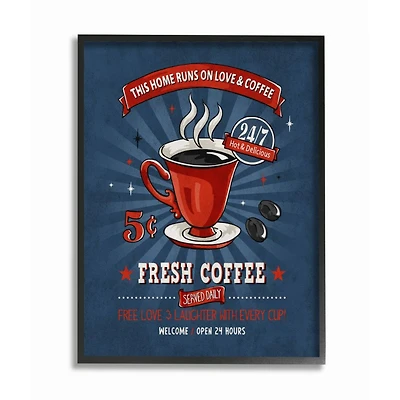 Stupell Industries Fresh Coffee Wall Art in Black Frame