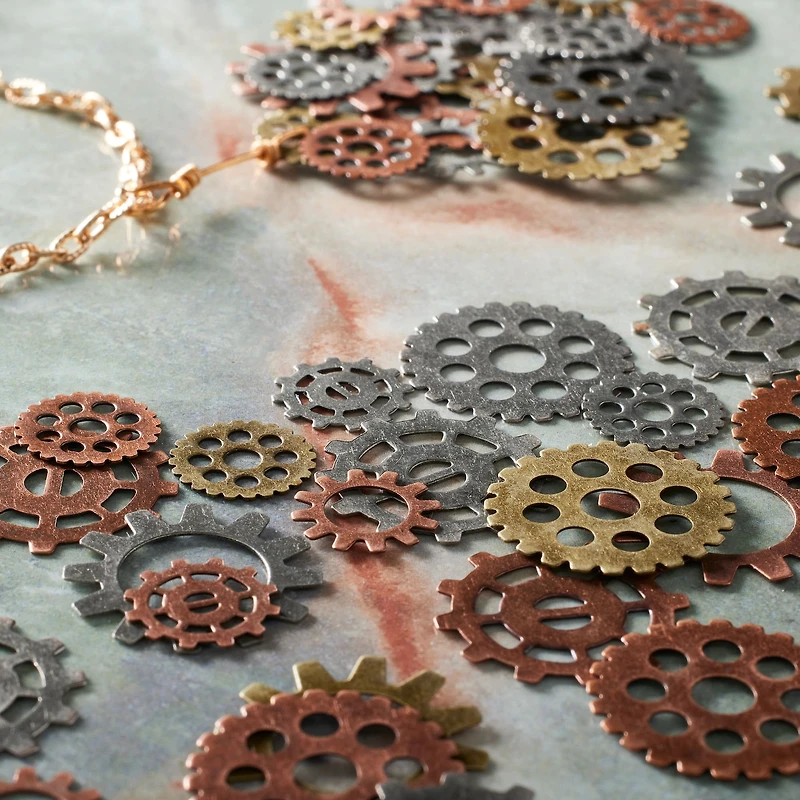 12 Packs: 90 ct. (1,080 total) Found Objects™ Antique Silver, Copper & Brass Gears by Bead Landing™