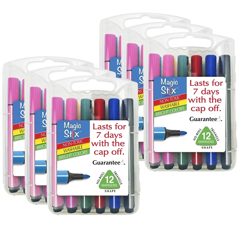 Magic Stix™ Triangular Markers, 6 Packs of 12