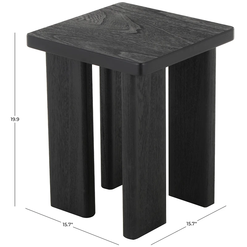 20" Black Handmade Side End Accent Table with Square Tabletop