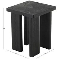 20" Black Handmade Side End Accent Table with Square Tabletop