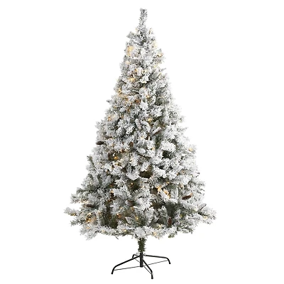 7ft. Pre-Lit White River Mountain Pine Artificial Christmas Tree, Clear LED Lights