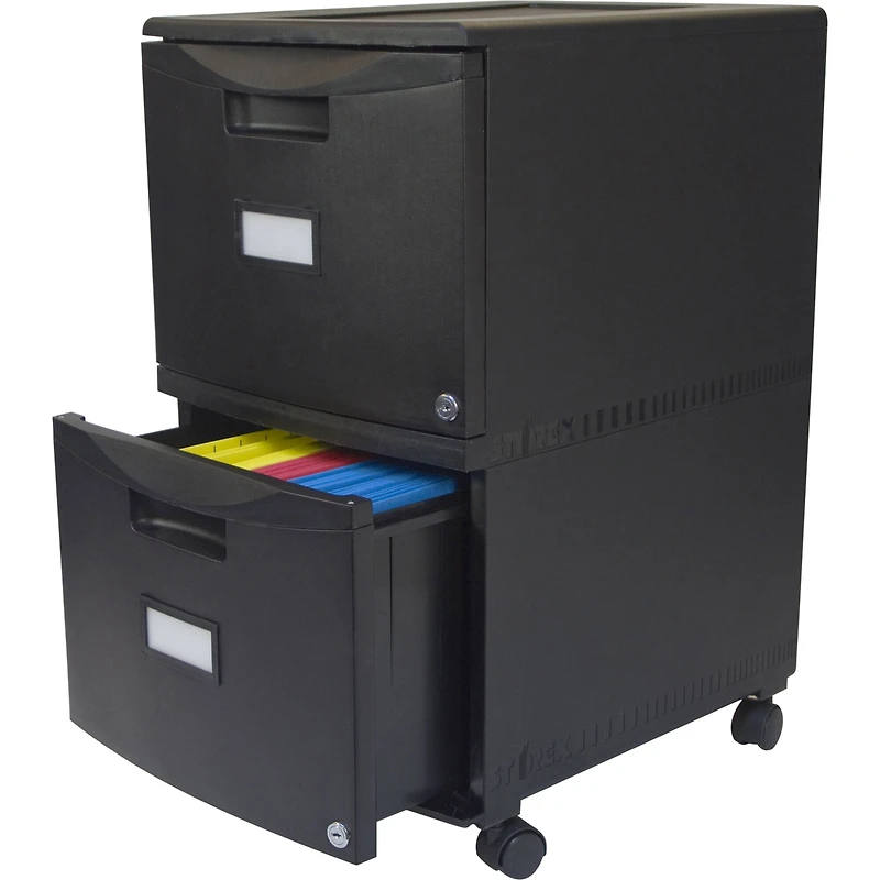 Storex 2-Drawer Black Mobile File Cabinet