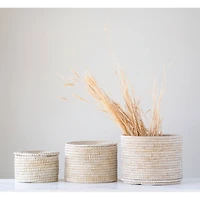 Hello Honey® Whitewashed Woven Seagrass Baskets with Lids Set