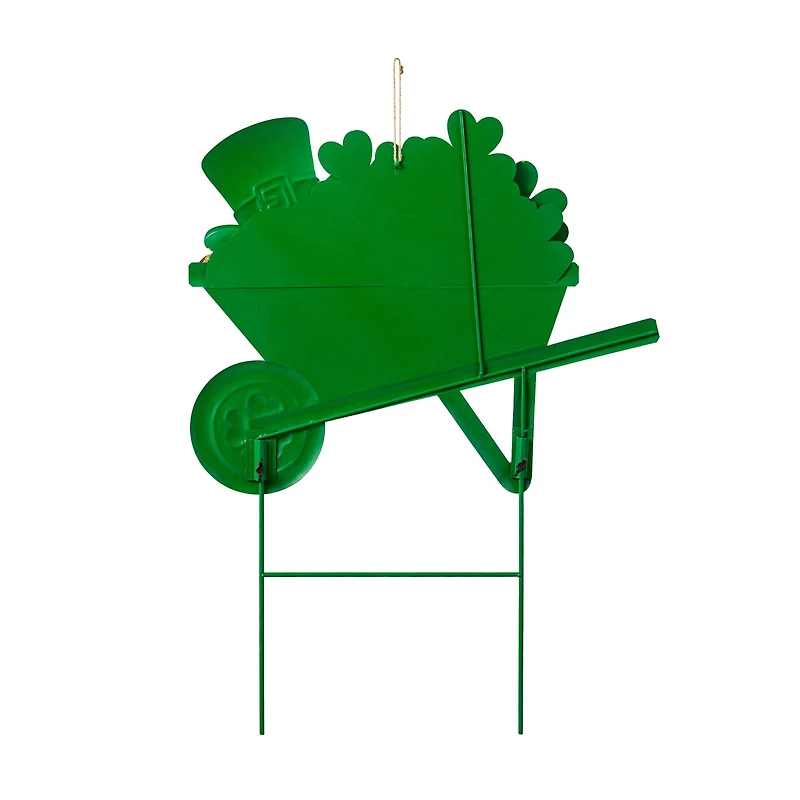 Glitzhome® 24" St. Patrick's Metal Shamrocks Wagon Yard Stake