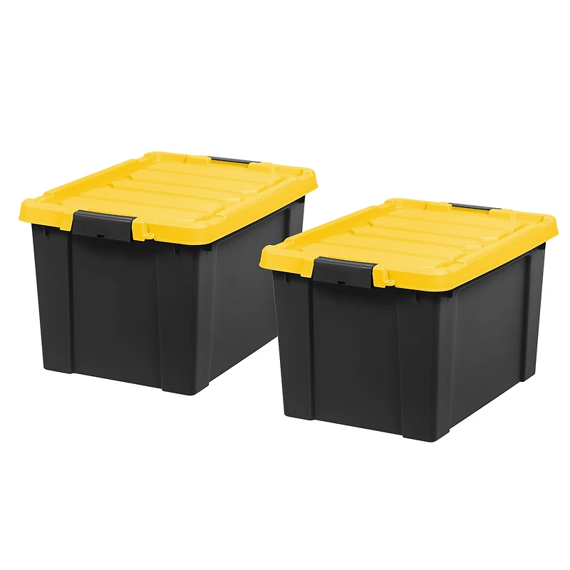 IRIS® 78.5qt. Black Store-It-All Utility Totes with Yellow Buckle Lids, 2ct.