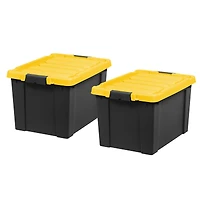 IRIS® 78.5qt. Black Store-It-All Utility Totes with Yellow Buckle Lids, 2ct.