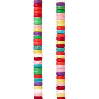 12 Pack: Multicolor Howlite Rondelle Beads by Bead Landing™, 6mm