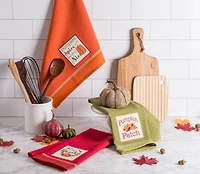 DII® Assorted Country Pumpkin Embroidered Dishtowel Set