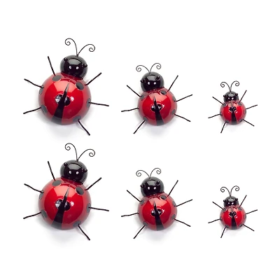 Metal Ladybug Garden Décor Set