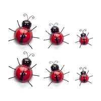 Metal Ladybug Garden Décor Set
